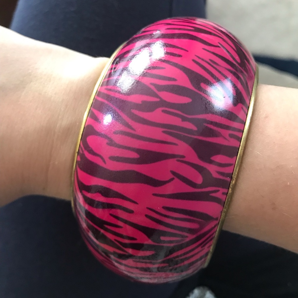Y2K pink zebra bracelet bangle 90s